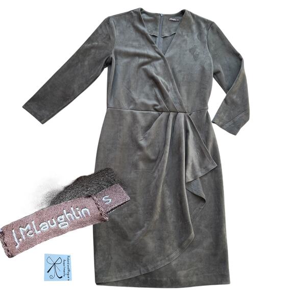 J. McLaughlin Faux Wrap Faux Suede Dress Sz S - Picture 1 of 7